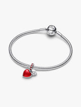 Charm Pendente Doppio Cuore Vetro di Murano Rosso