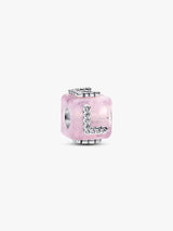 Charm Cubo Love Vetro di Murano Rosa