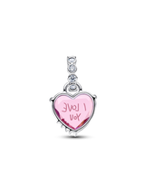 Charm Pendente Cuore Rosa Ti Voglio Bene Mamma