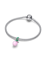 Charm Pendente Mela Rosa Vetro di Murano