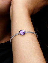 Charm Cuore Metallico Viola