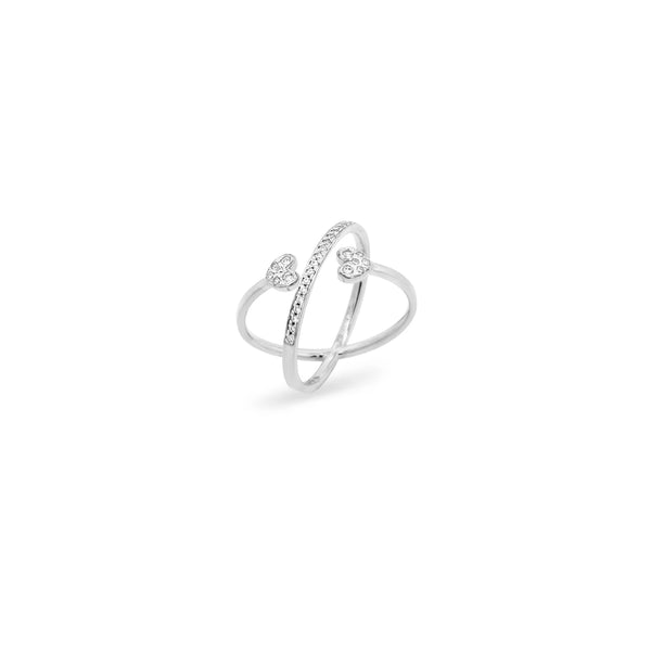 Anello con incrocio e doppio cuore Stardust Ten - Gioielleria Fondente