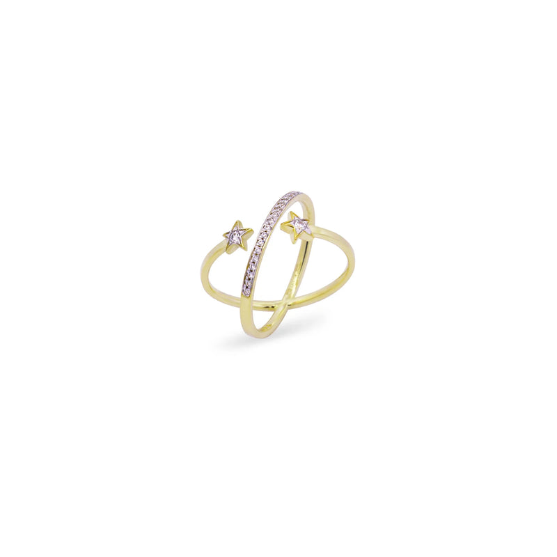 Anello con incrocio e doppia Stella Stardust Ten - Gioielleria Fondente