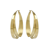 Orecchini a Cerchio Ovali Satinati Doppi