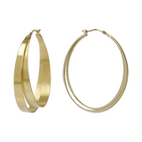 Orecchini a Cerchio Ovali Satinati Doppi