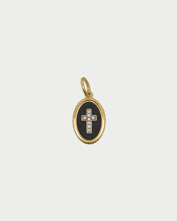 Charm MEDAGLIA CROCE PIETRE SMA NERO