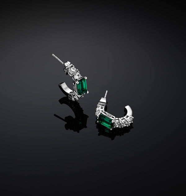 Orecchini a cerchio Emerald small - Gioielleria Fondente