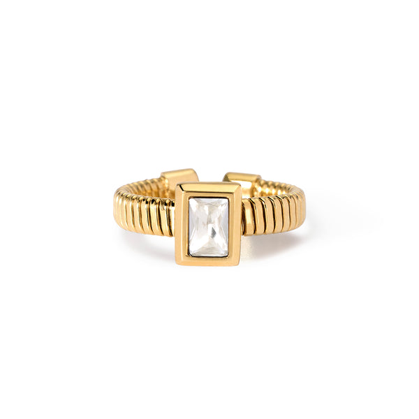 Anello in acciaio 304/316L PVD giallo zirconi
