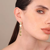 Orecchini Pendenti Eclissi Dorata con Pavé di Cubic Zirconia