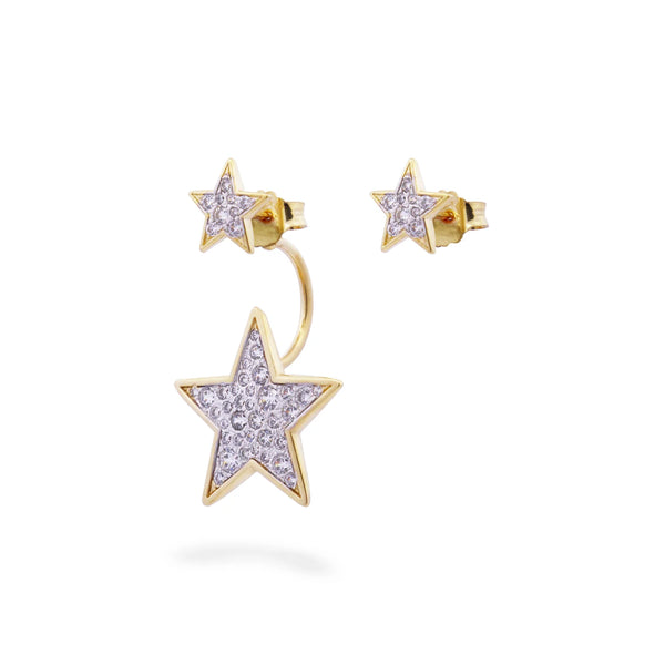 Orecchini asimmetrici doppia stella Stardust Ten - Gioielleria Fondente