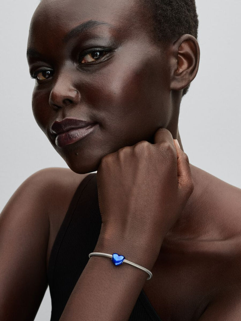 Charm Cuore Metallico Blu