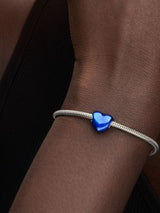 Charm Cuore Metallico Blu