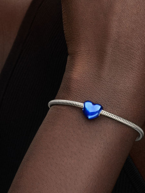 Charm Cuore Metallico Blu
