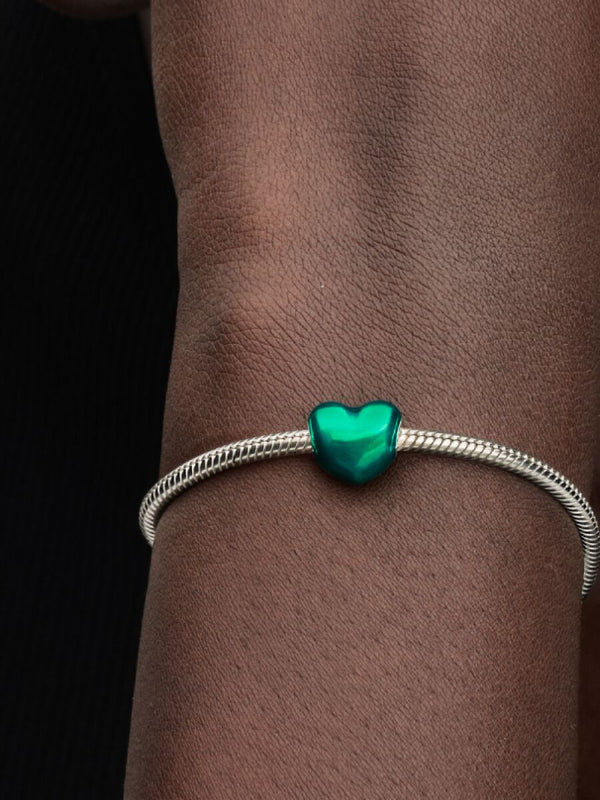 Charm Cuore Metallico Verde