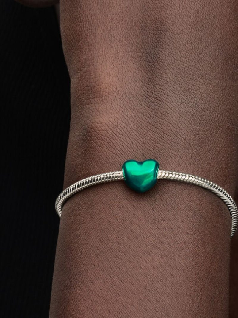 Charm Cuore Metallico Verde