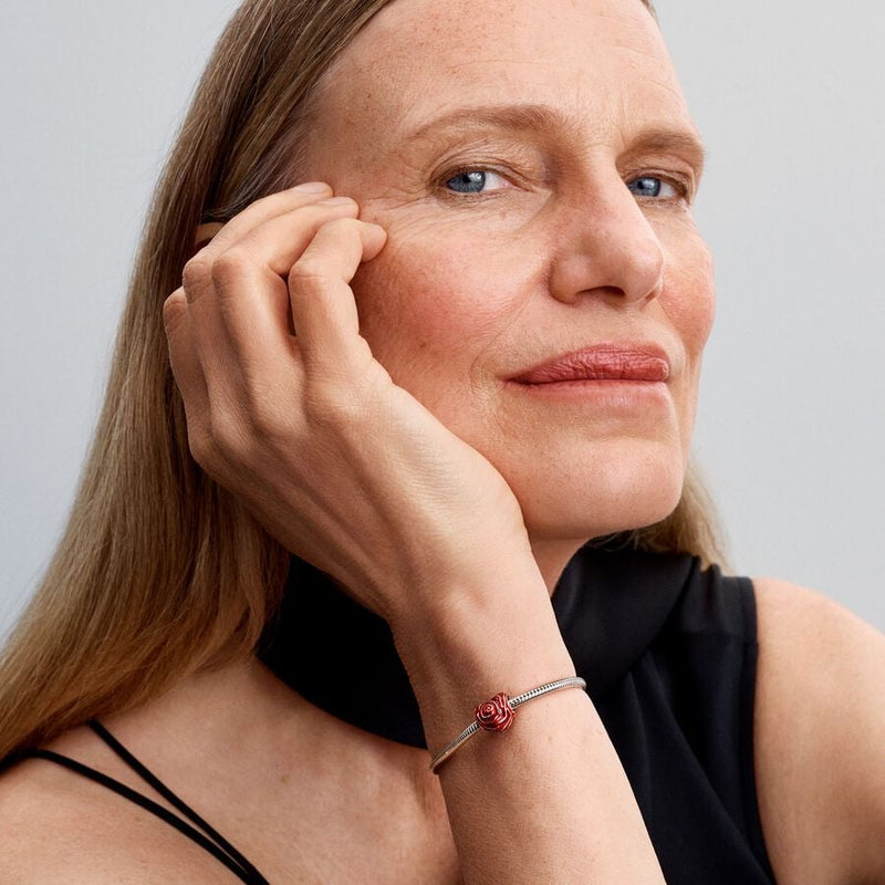 Charm Cuore di Rosa Rossa