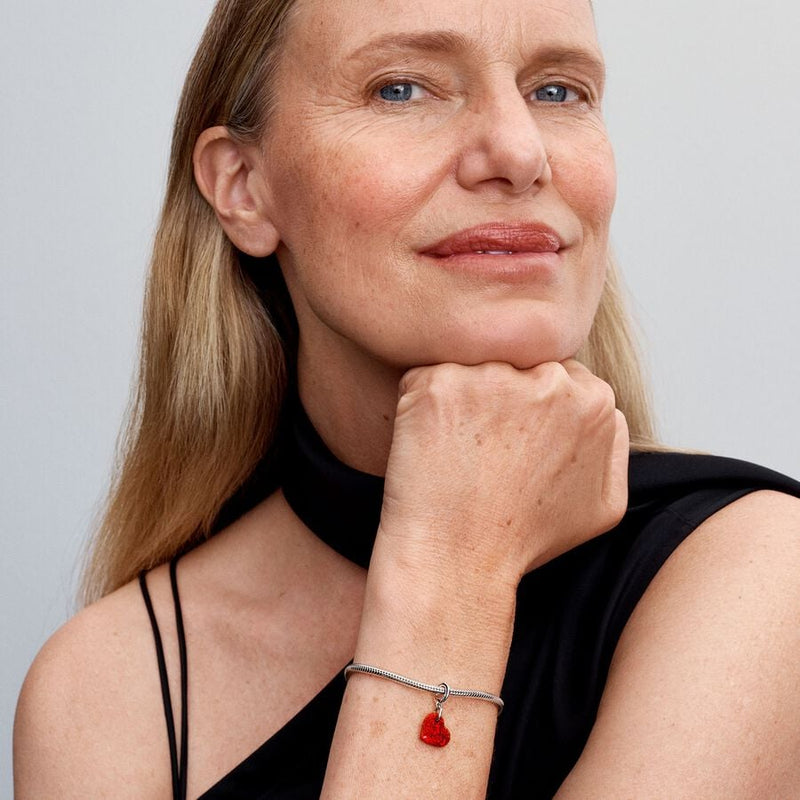 Charm Pendente Cuore Opale Rosso