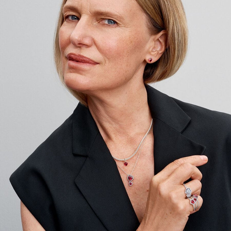 Collana Doppi Cuori Rossi