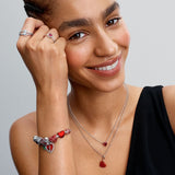 Charm Pendente Cuore Opale Rosso