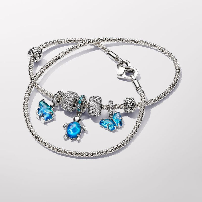 Charm Pendente Elefante Vetro di Murano Blu