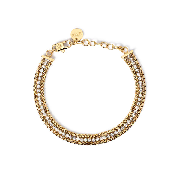 Bracciale in acciaio 316L PVD giallo cristalli