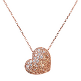 Collana Lunga con Pendente Cuore Pavé - Gioielleria Fondente