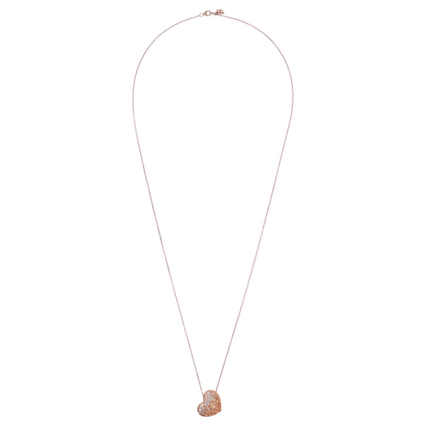 Collana Lunga con Pendente Cuore Pavé - Gioielleria Fondente
