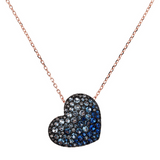 Collana Lunga con Pendente Cuore Pavé - Gioielleria Fondente