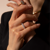 Anello Riviera Golden con Pavé in Cubic Zirconia