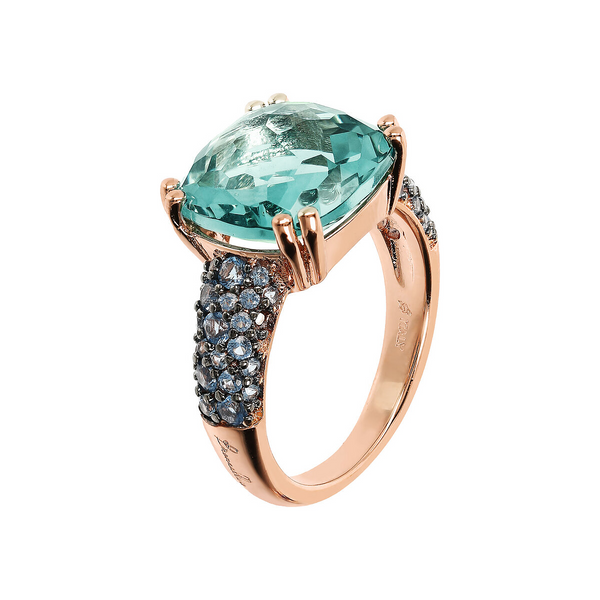 Anello Cocktail con Prisma Gem Quadrata e Pavé - Gioielleria Fondente