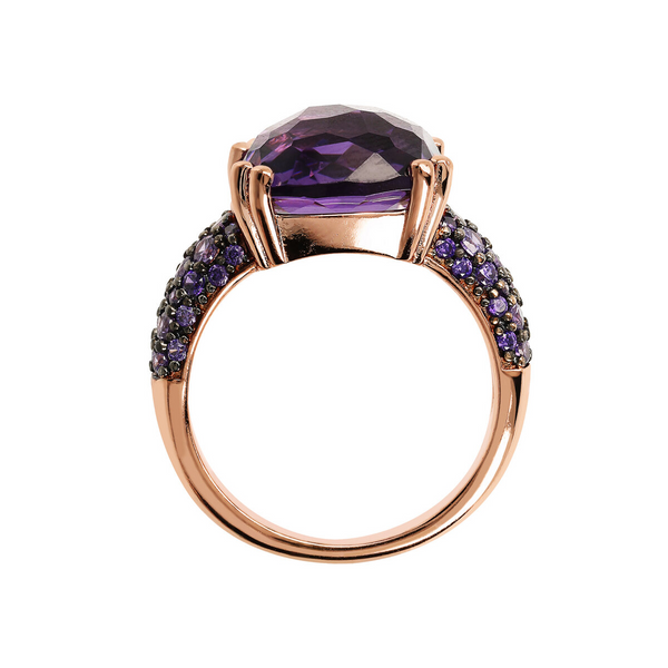 Anello Cocktail con Prisma Gem Quadrata e Pavé - Gioielleria Fondente