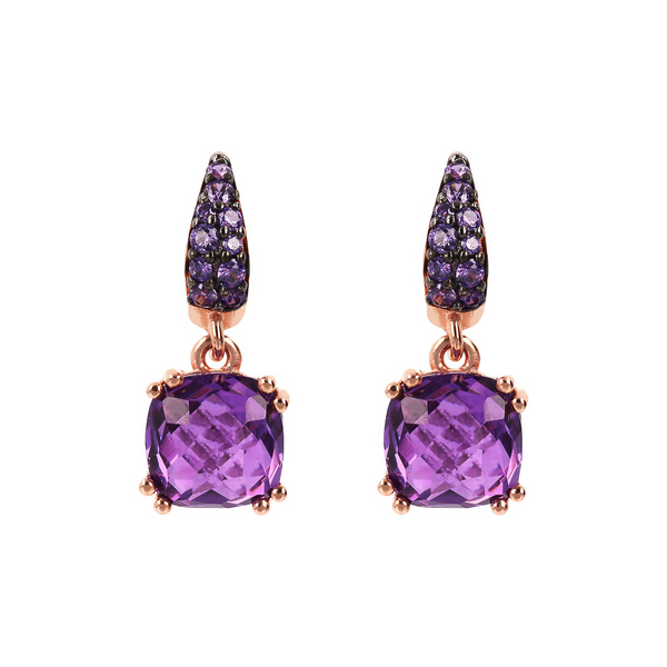 Orecchini Pendenti con Prisma Gem Quadrata e Pavé - Gioielleria Fondente