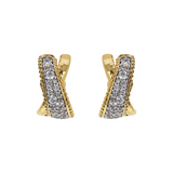 Orecchini a Cerchio con Incrocio in Pavé di Cubic Zirconia