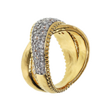 Anello a Fascia con Incrocio in Pavé di Cubic Zirconia