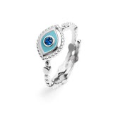 Anello con occhio con zircone blu