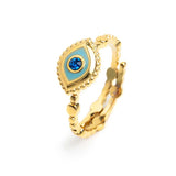 Anello con occhio con zircone blu