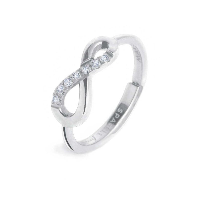 Anello infinito con zirconi bianchi