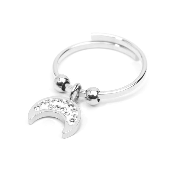 Anello luna con cristalli pendente - Gioielleria Fondente