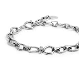 Bracciale catena a maglie larghe texturizzate al centro moschettone ad anello