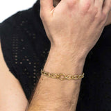 Bracciale catena a maglie larghe texturizzate al centro moschettone ad anello