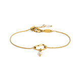 Bracciale catena con centrale a forma organica con perla