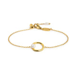 Bracciale catena con centrale a forma organica con perla