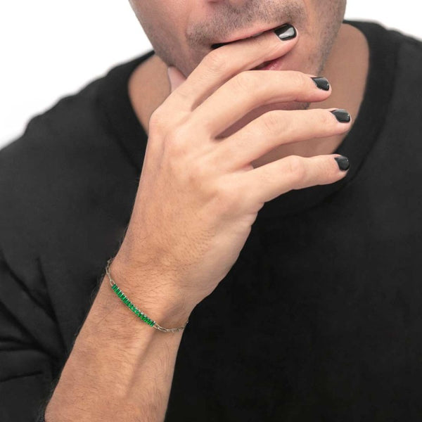 Bracciale catena con tennis cristalli baguette centrali - Gioielleria Fondente