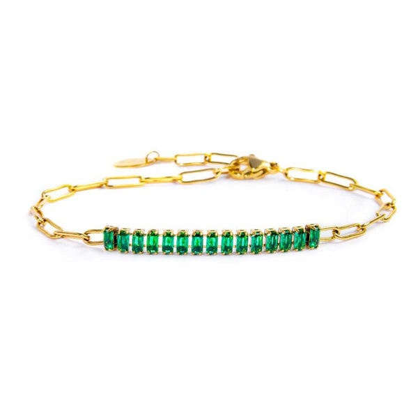 Bracciale catena con tennis cristalli baguette centrali - Gioielleria Fondente