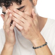 Bracciale catena dischetti in pietra e acciaio