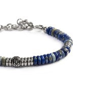 Bracciale catena dischetti in pietra e acciaio