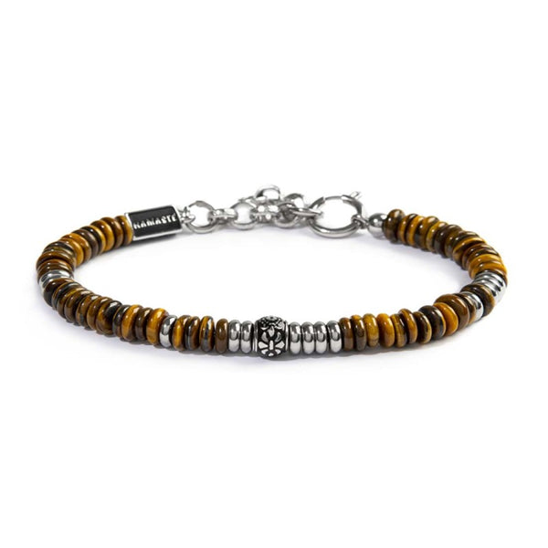Bracciale catena dischetti in pietra e acciaio