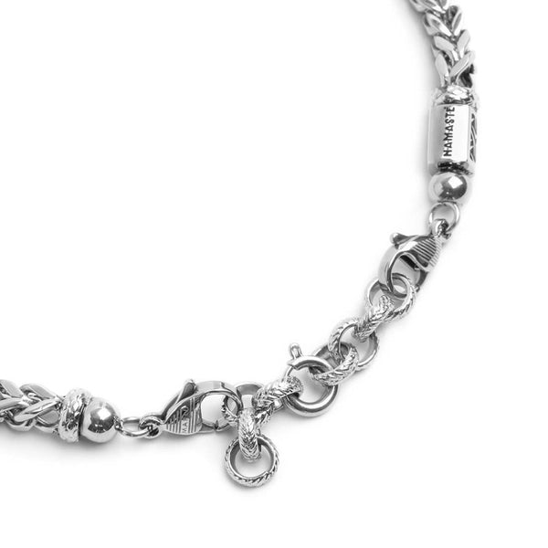 Bracciale catena fishbone con sfere malachite e occhio di tigre - Gioielleria Fondente