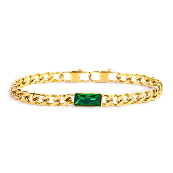 Bracciale catena grumetta con cristallo baguette centrale - Gioielleria Fondente