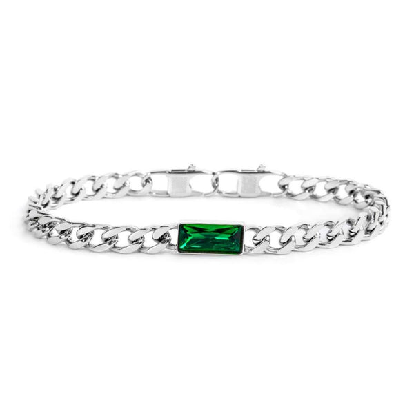 Bracciale catena grumetta con cristallo baguette centrale - Gioielleria Fondente
